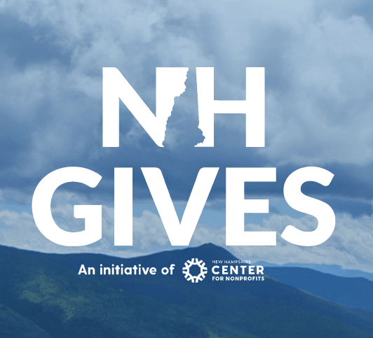 Supporting Substance Use Disorder Recovery in New Hampshire - NH Gives Event. A photo of the words NH Gives with a NH backdrop